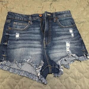 No Boundaries Blue Distressed Jean Shorts